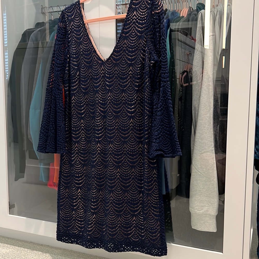 Navy blue crochet dress